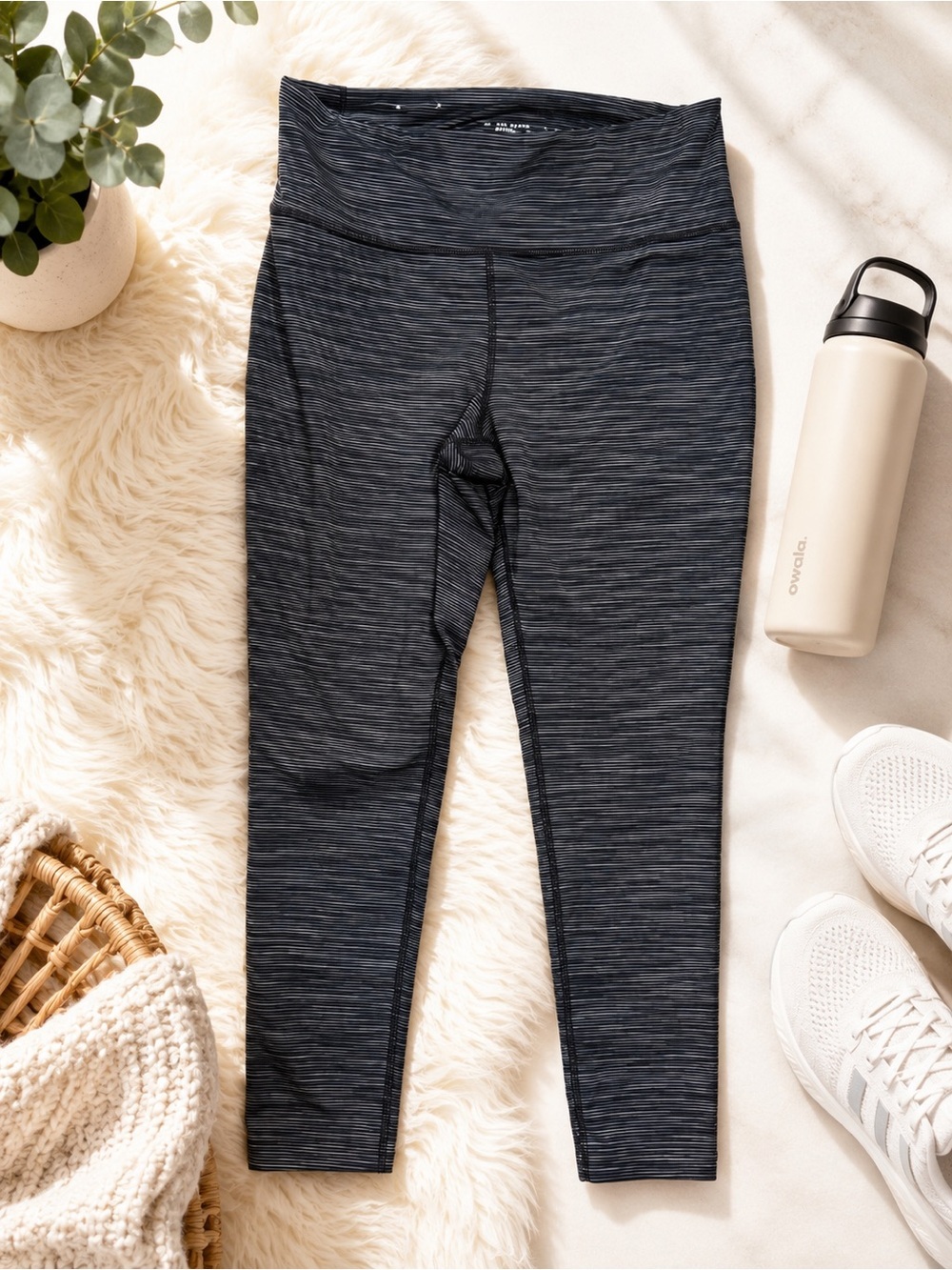 High-Waist Heathered Black Leggings